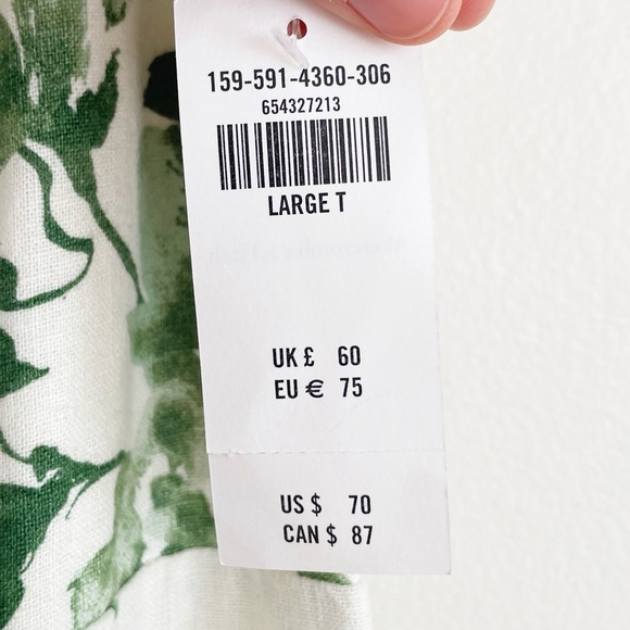New Abercrombie and Fitch linen dress mini leaf floral print short tropical sz L - Picture 9 of 16